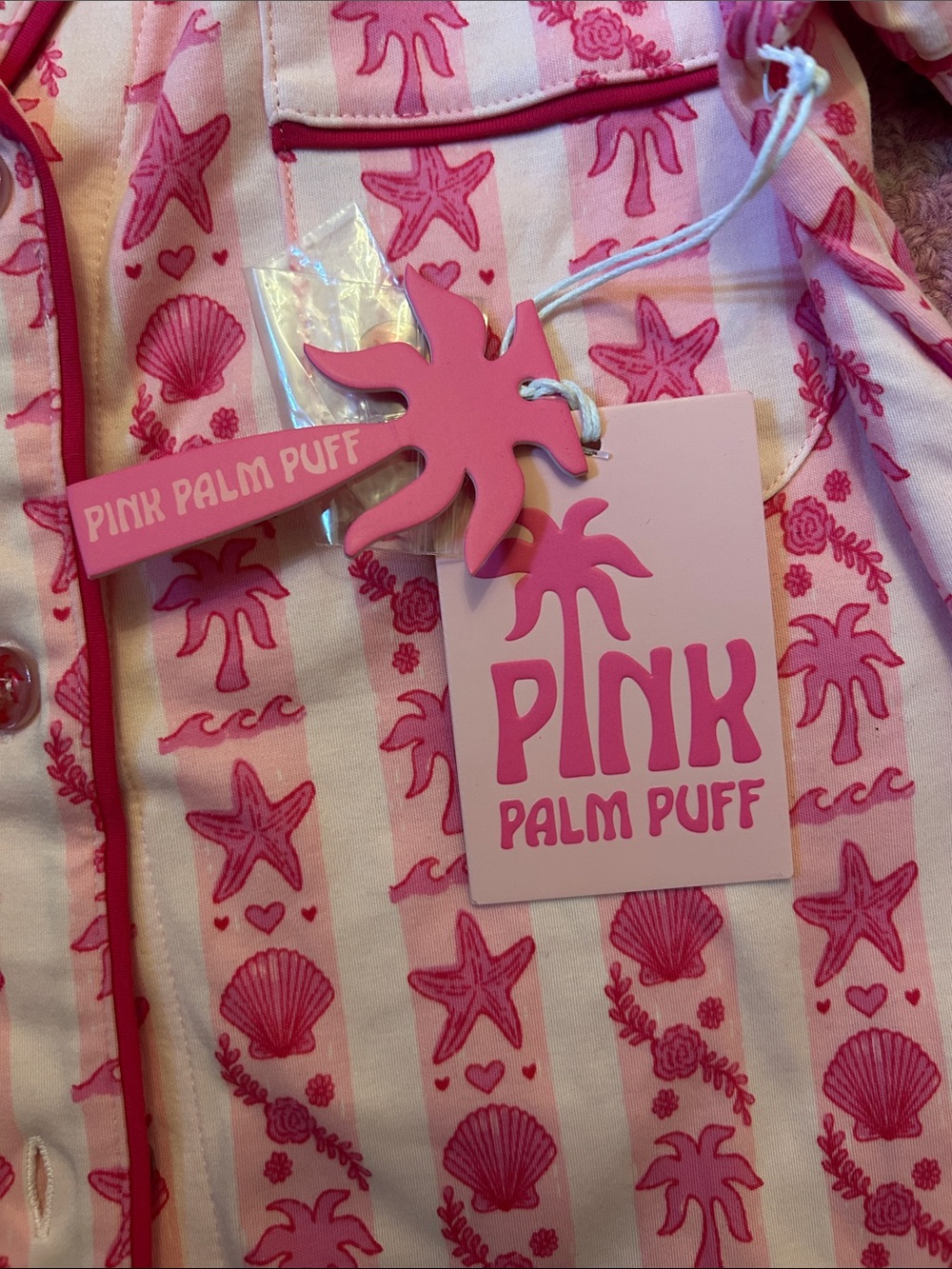NWTags Pink Palm Puff pink Pajama Top ✨Size Small✨ - Picture 2 of 5